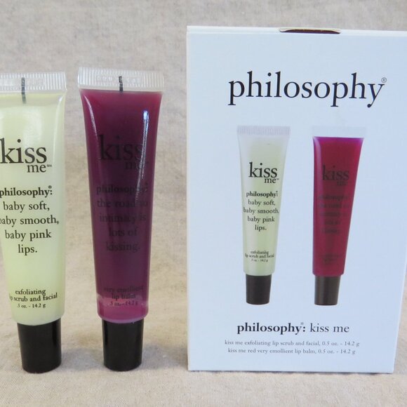 NEW Philosophy 'Kiss Me' Duo - Lip Scrub, Lib Balm 0.5oz Each - Picture 3 of 5